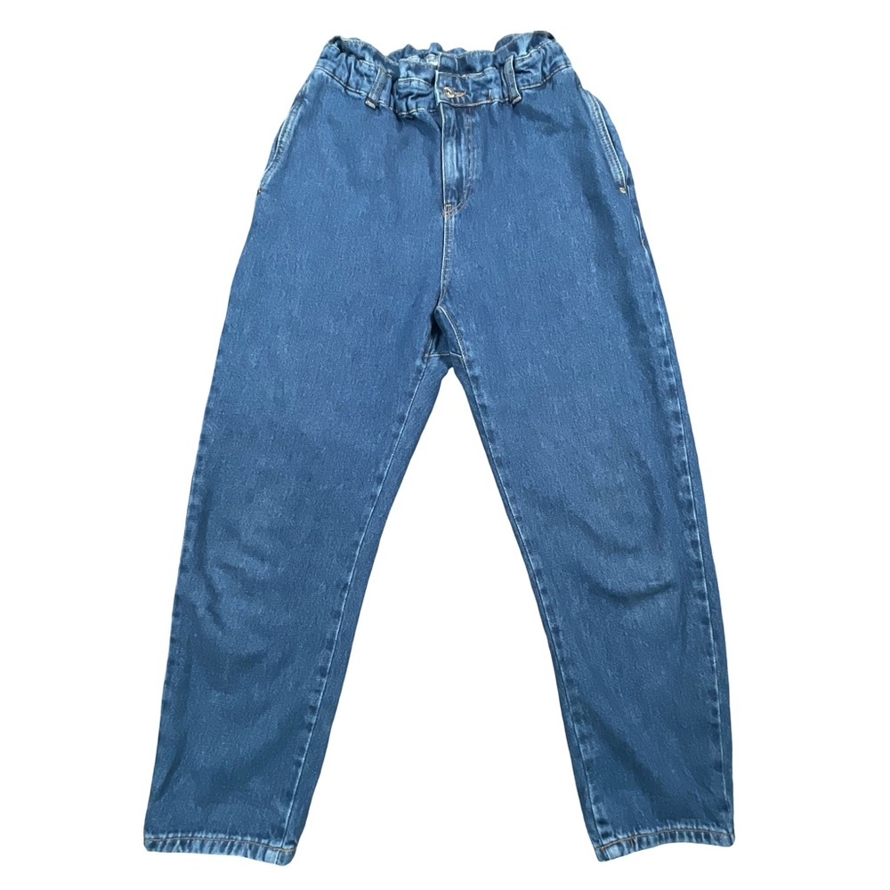 Zara Women's High Rise Paperbag Tapered Balloon Style Denim Jeans Size 4